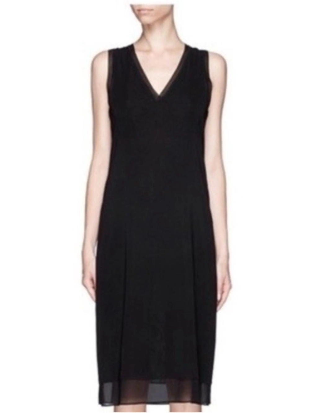 Vince Black Silk Sleeveless Tank Shift MIDI Dress Size XS